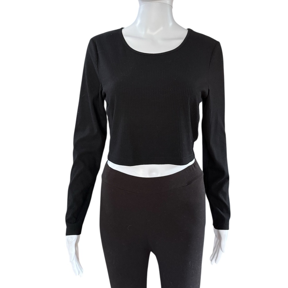 Black Long Sleeve Women's crop Top